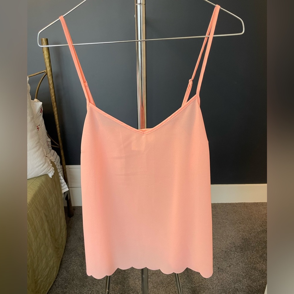Pink Cami Top with Scallop Hem